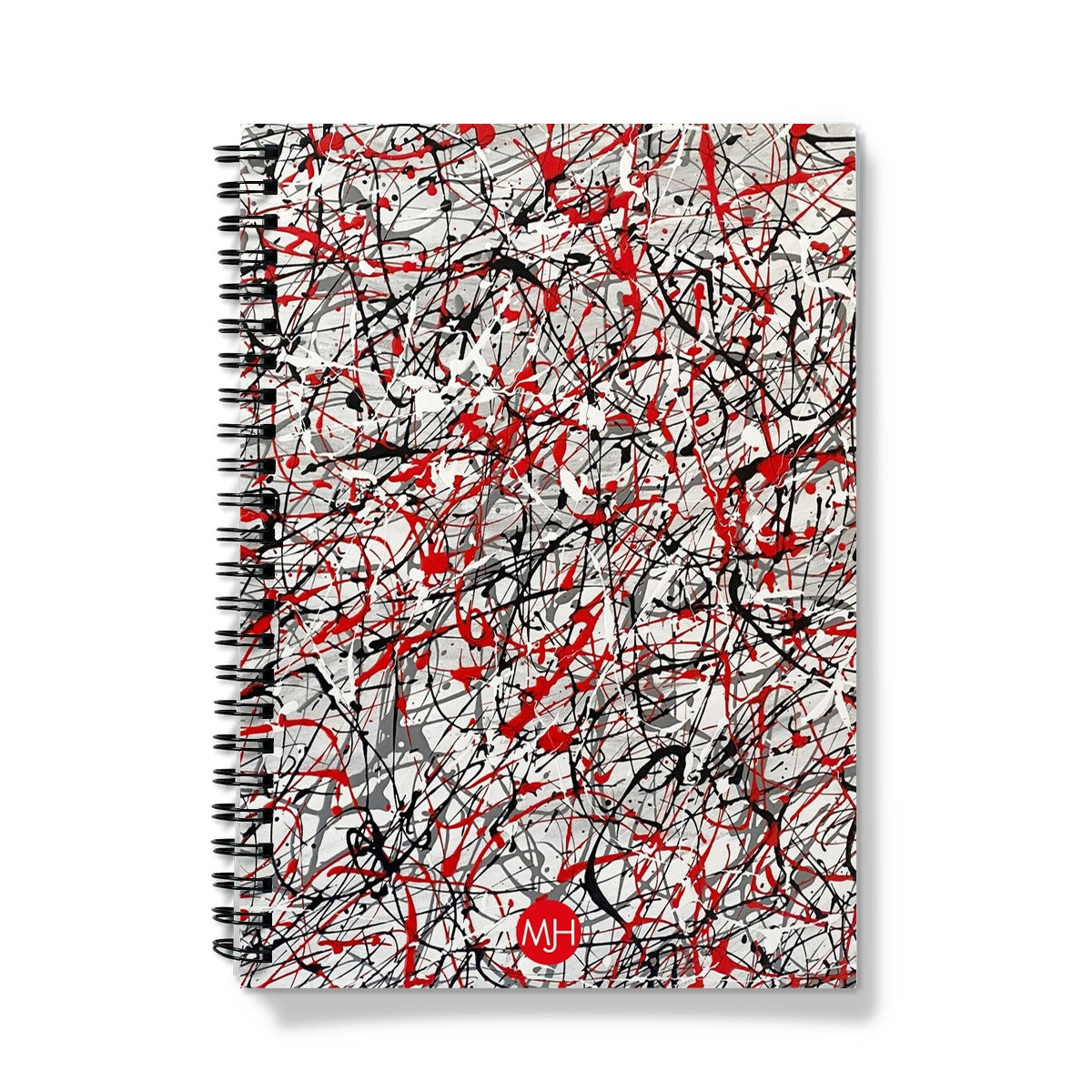 Abstract wiro-bound notebook elegant abstract art journal | Black & Red