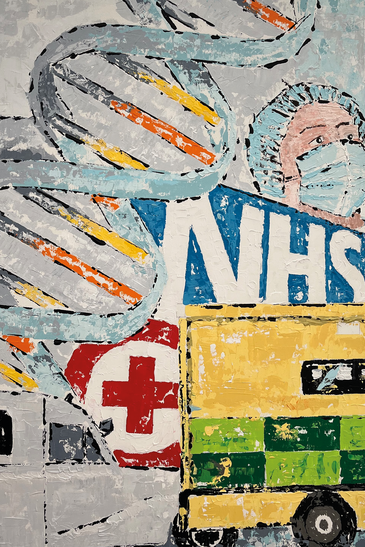 Section of a Healthcare abstract artwork, designed for office & waiting room environment, enhanced with calming abstract paintings.