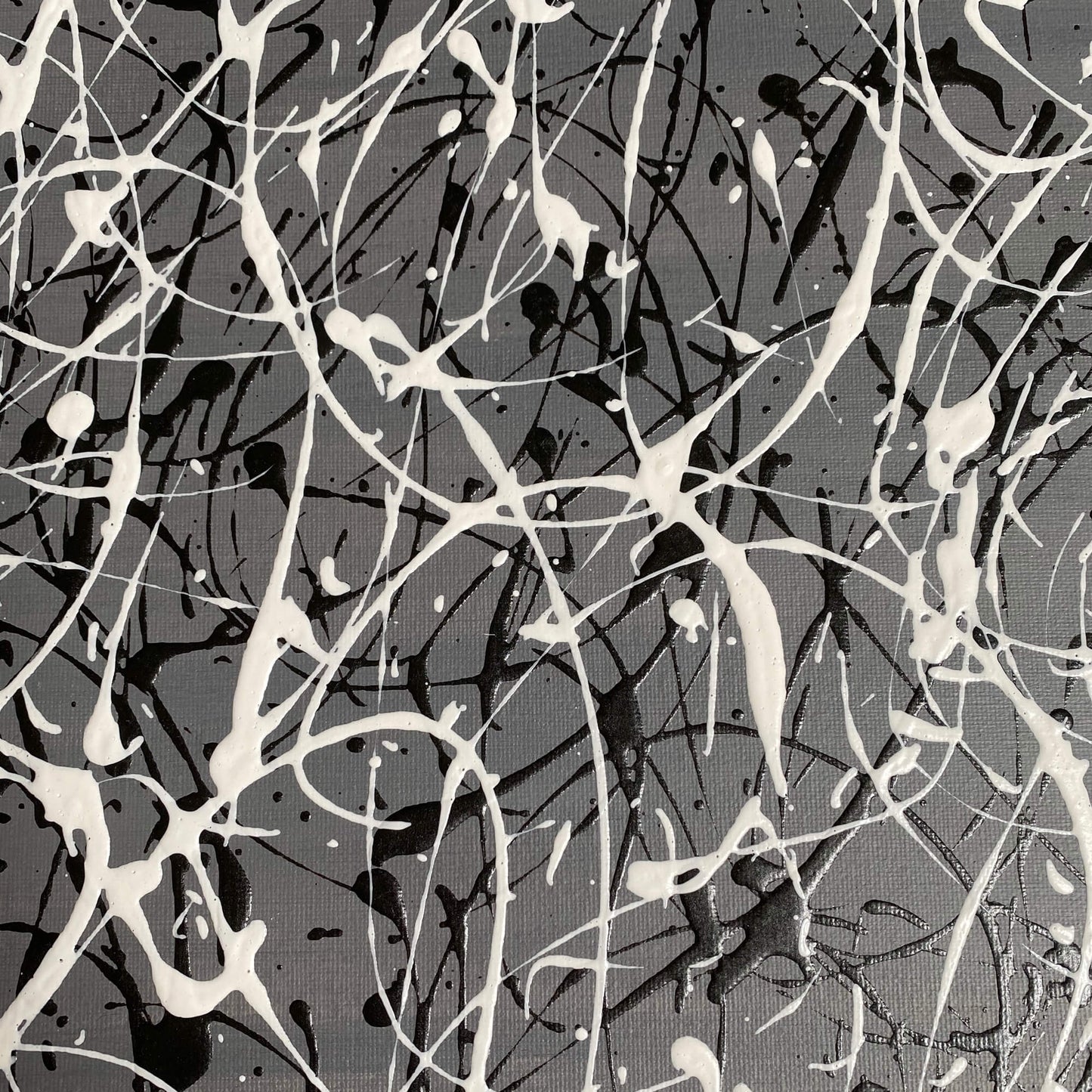 Two original abstract Pollock style drip painting on canvas board.