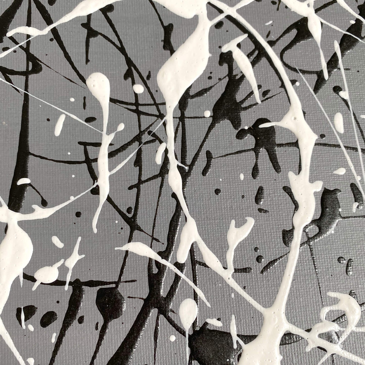 Two original abstract Pollock style drip painting on canvas board.