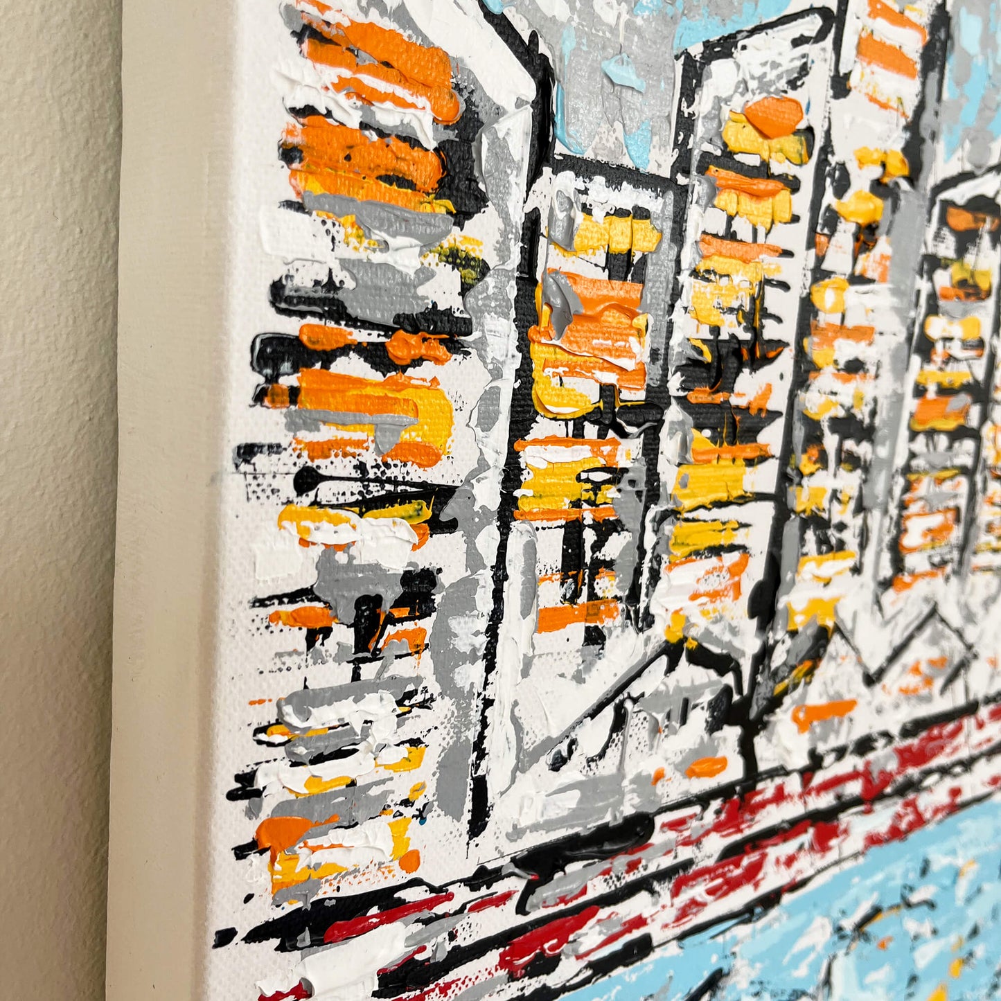 'City life' - Original acrylic abstract painting on box canvas.