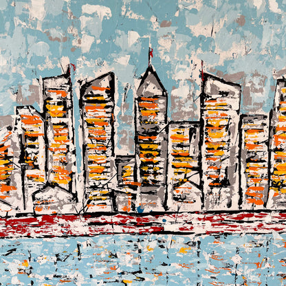 'City life' - Original acrylic abstract painting on box canvas.