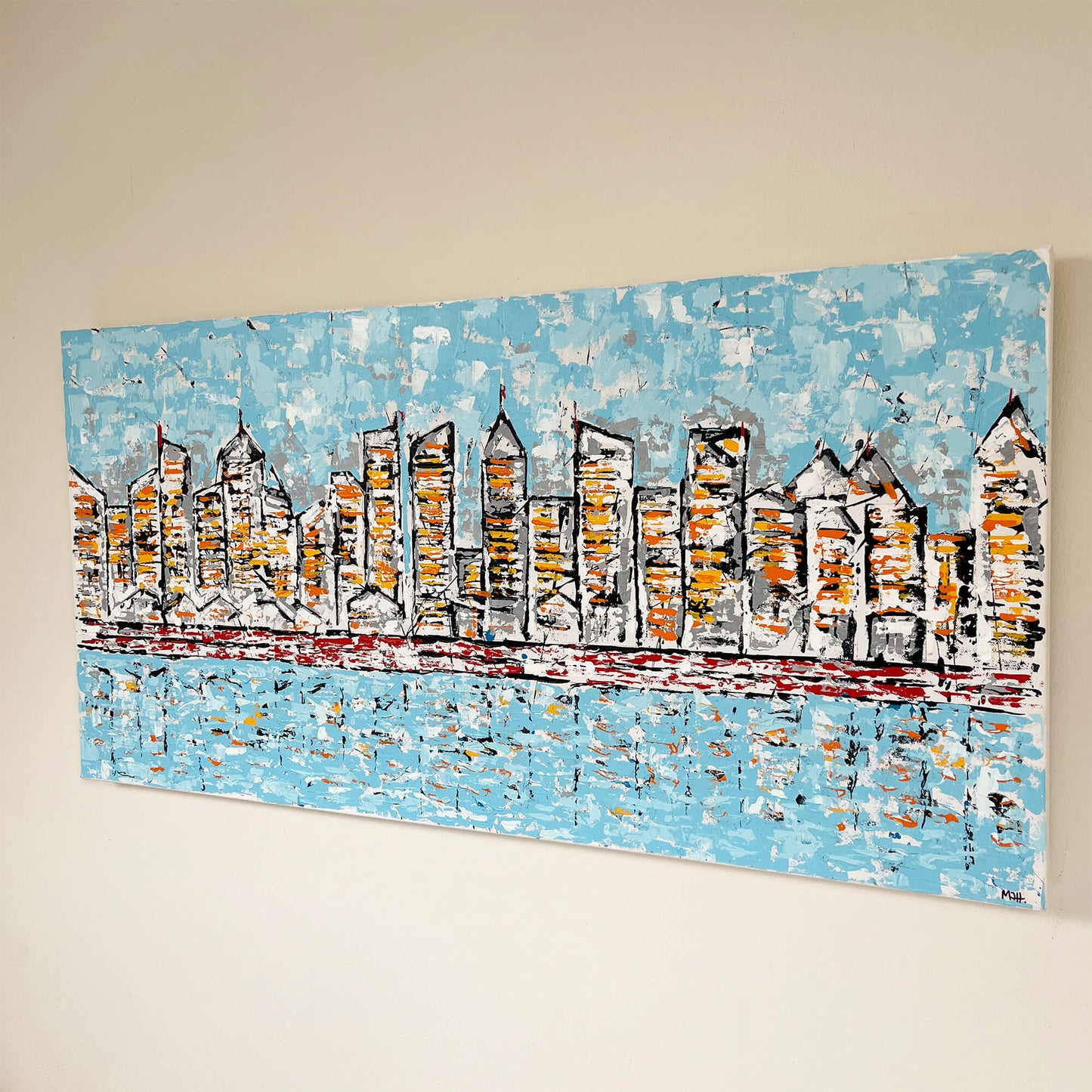 'City life' - Original acrylic abstract painting on box canvas.