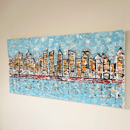 'City life' - Original acrylic abstract painting on box canvas.