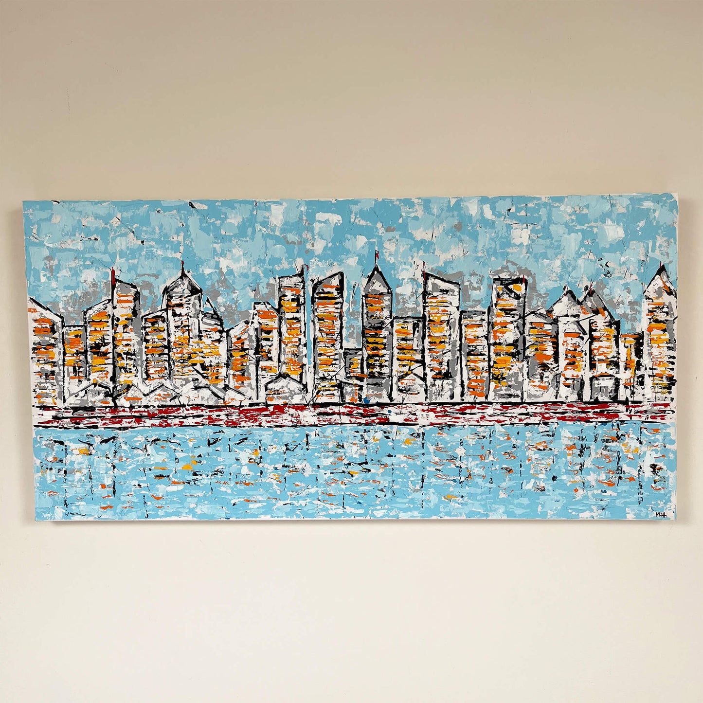 'City life' - Original acrylic abstract painting on box canvas.