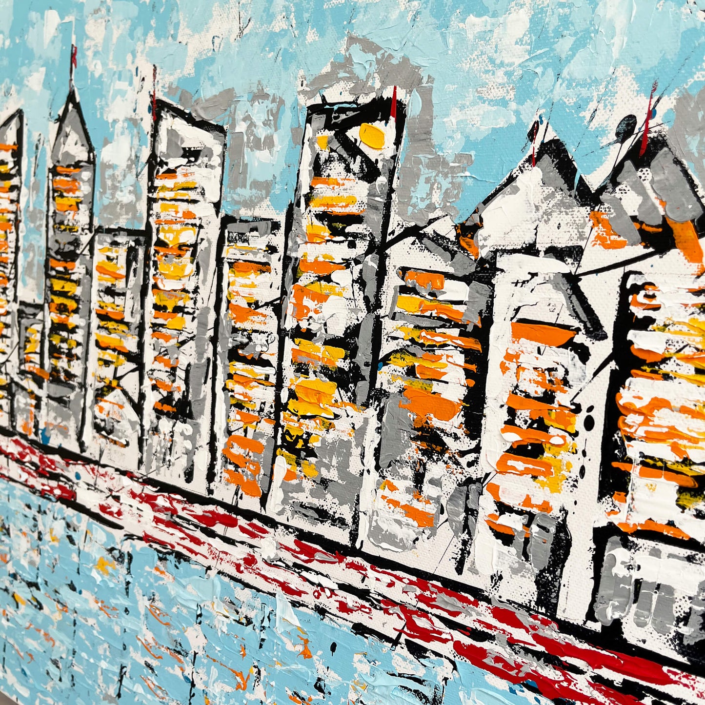 'City life' - Original acrylic abstract painting on box canvas.