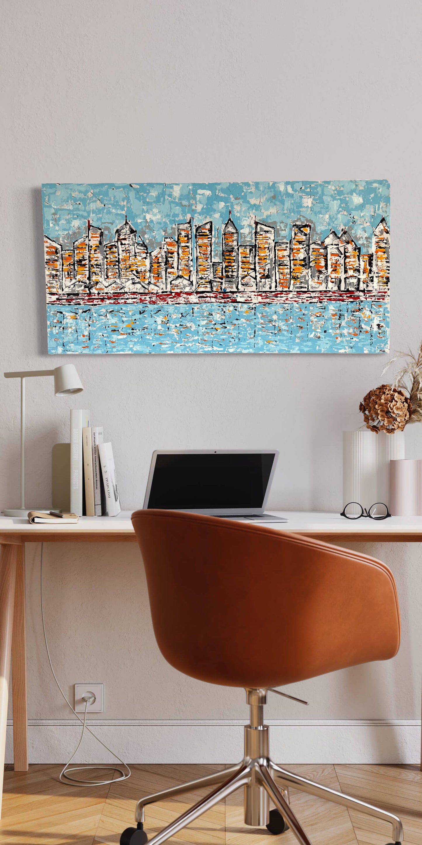 'City life' - Original acrylic abstract painting on box canvas.