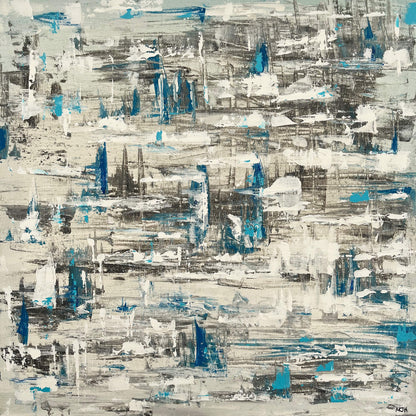 'Sailing' - Original abstract painting on stretched canvas. 60cm x 60cm x 1.7cm