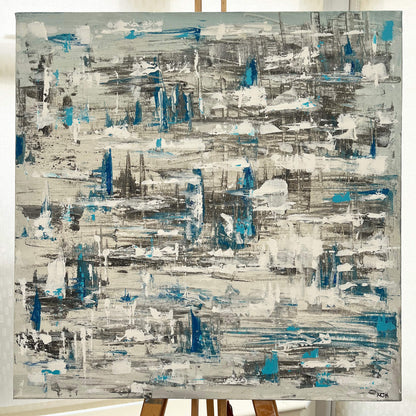 'Sailing' - Original abstract painting on stretched canvas. 60cm x 60cm x 1.7cm