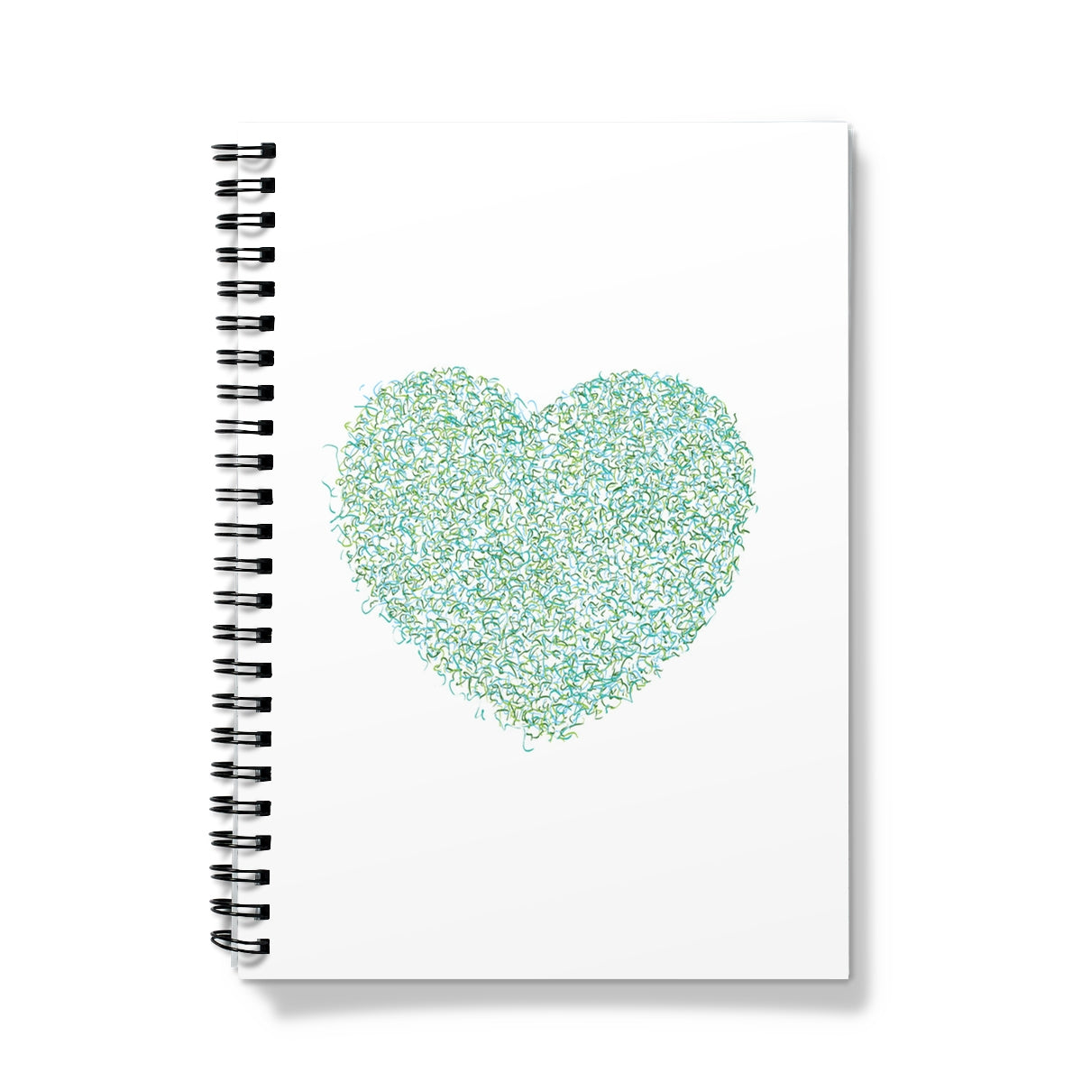 Green heart wiro-bound notebook