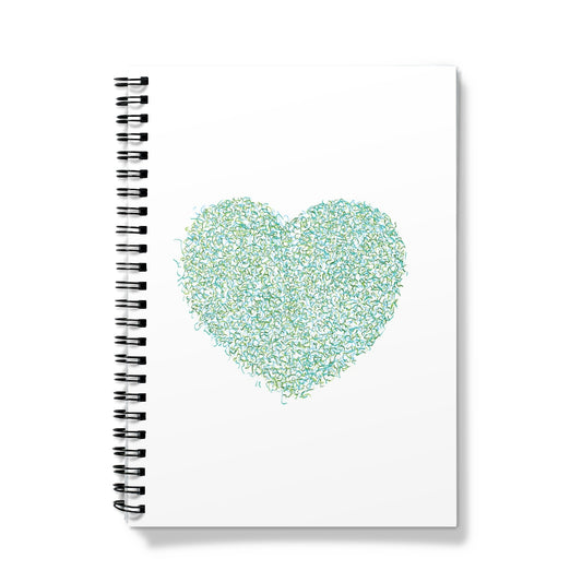 Green heart wiro-bound notebook