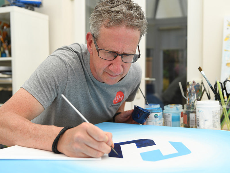 Creation of a bespoke abstract painting in progress