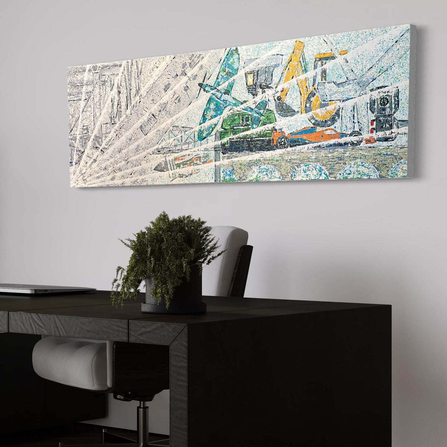 Hand-painted modern abstract canvas created for Springfield Training offices