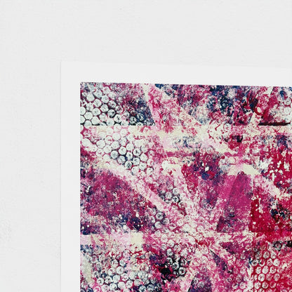 Pop & Circumstance II abstract fine art print in vibrant pink, magenta and dark blue with white border