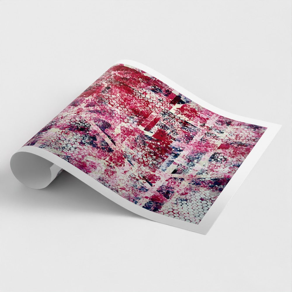 Pop & Circumstance II colourful abstract art print shown rolled on 200gsm matte paper