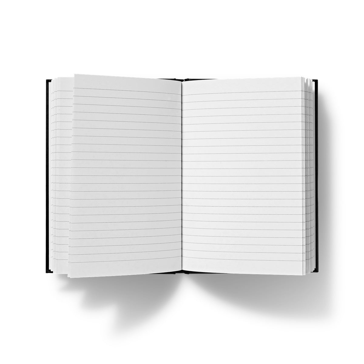 Stripes I abstract art notebook opened to reveal lined pages, ideal for journaling and note-taking