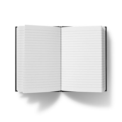 Stripes I abstract art notebook opened to reveal lined pages, ideal for journaling and note-taking