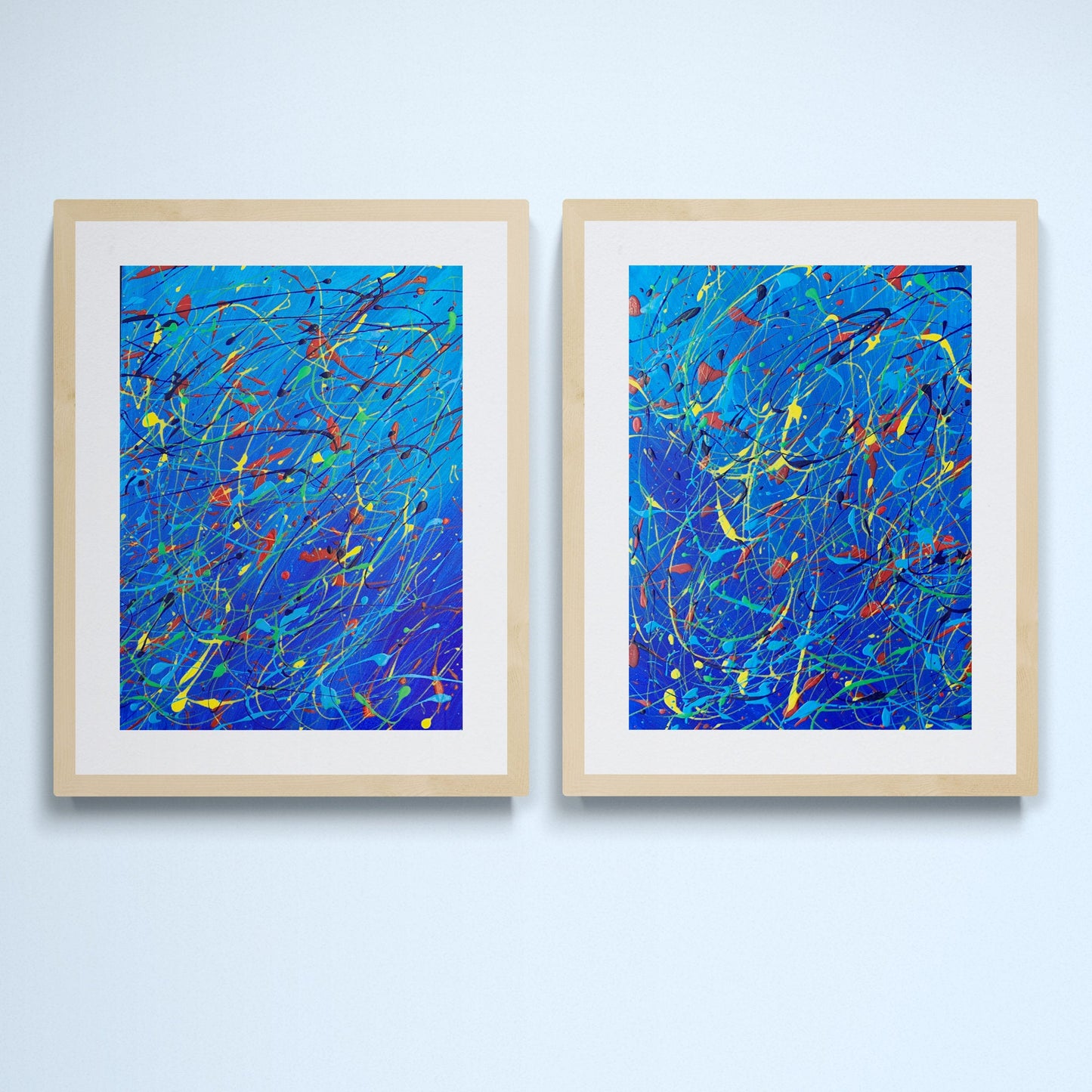 Two original abstract paintings on canvas board.