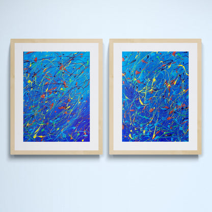 Two original abstract paintings on canvas board.