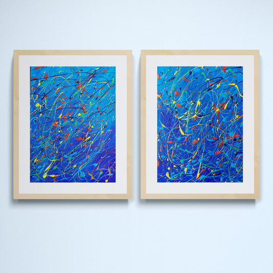 Two original abstract paintings on canvas board.