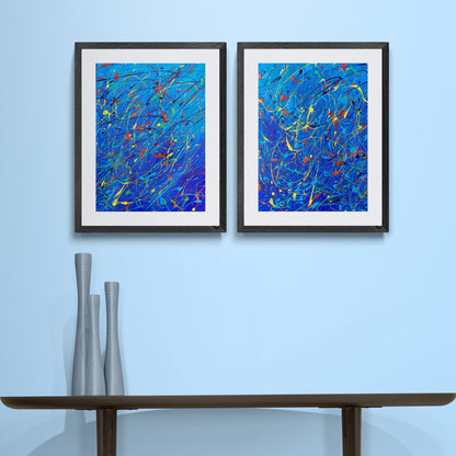 Two original abstract paintings on canvas board.